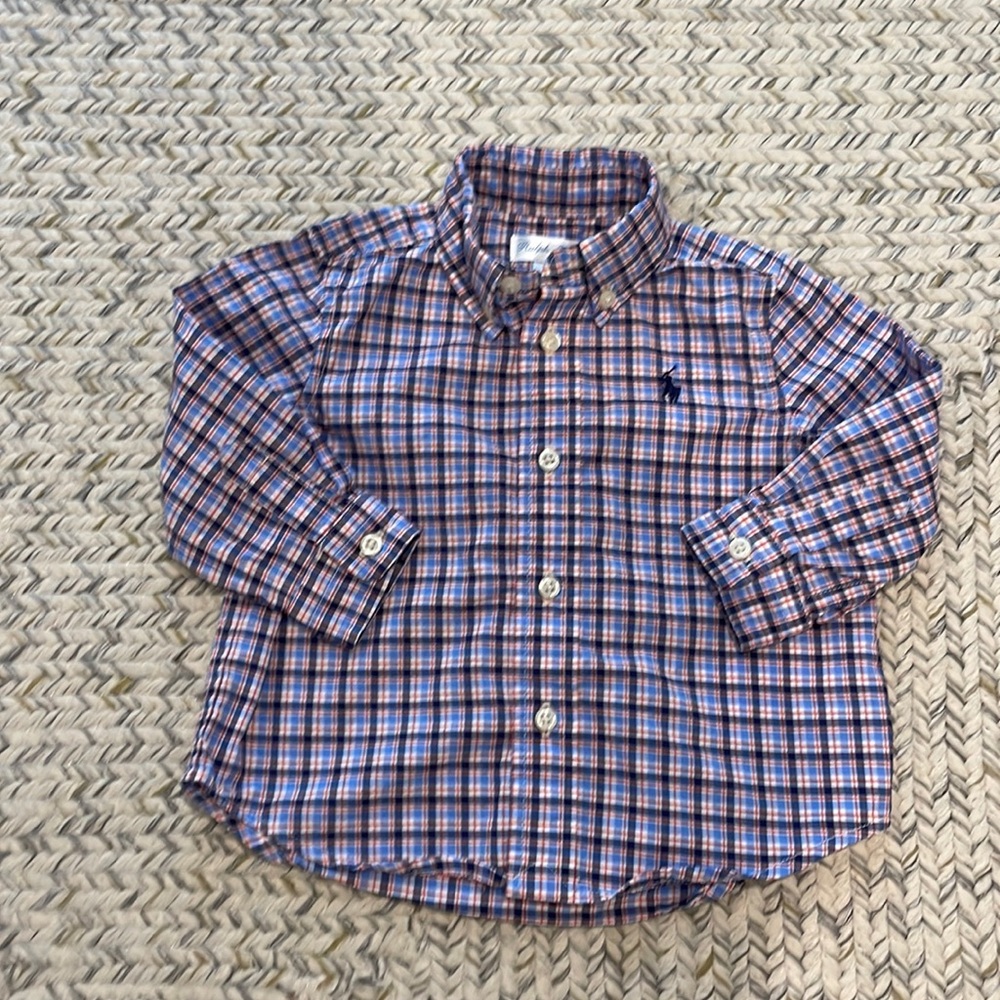 Plaid Ralph Lauren button down collared shirt